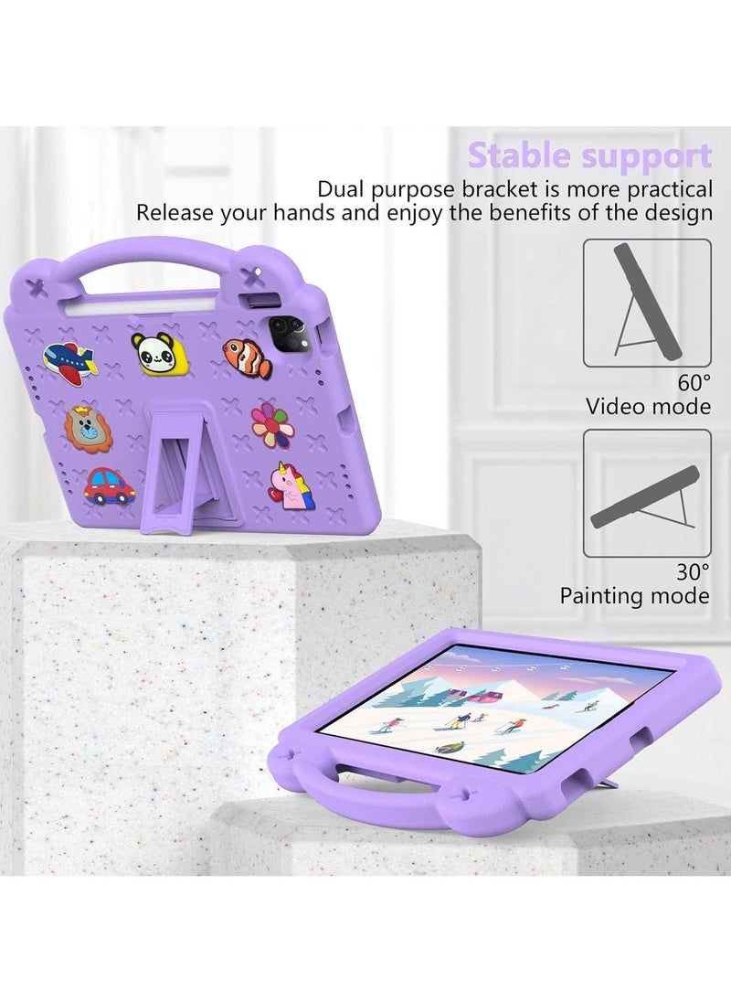 Shockproof Case Compatible with iPad 10th Generation,10.9 Inch 2022 Model, DIY Kids Cover with Pencil Holder/Handle/Stand/Shoulder Strap/Screen Protector,Light Purple - Image 2